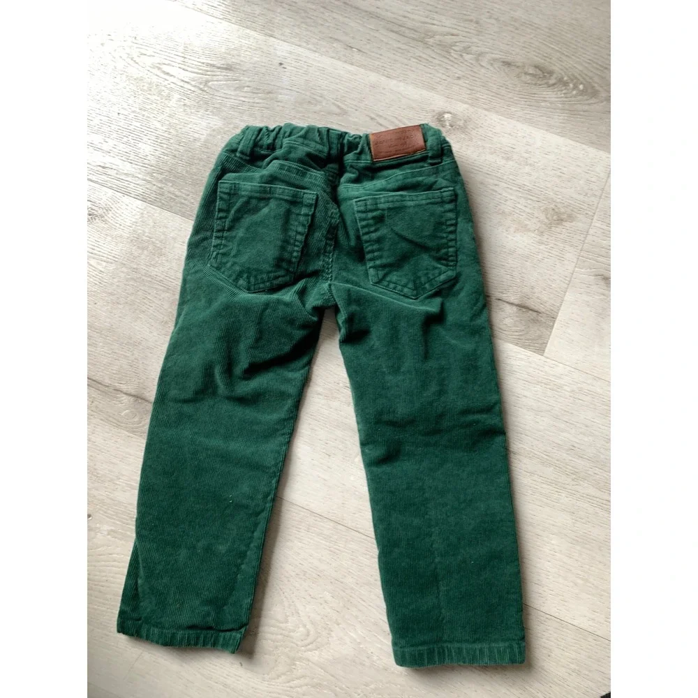 Janie and Jack Kids Green Corduroy Pants Adjustable Waist Size 3 Preppy Classic